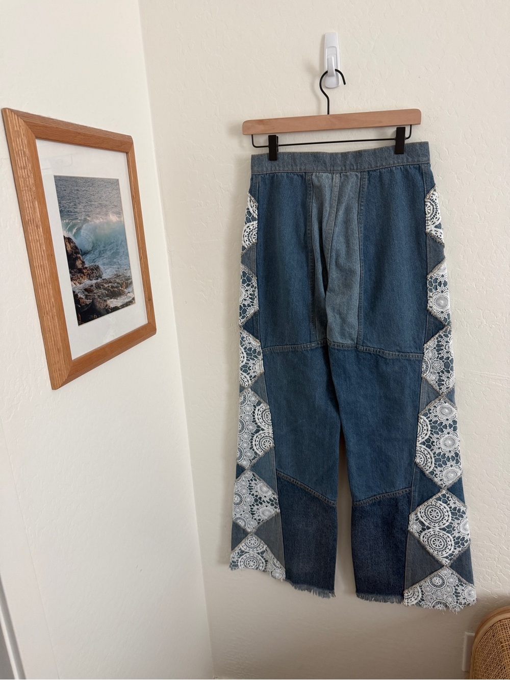 Free People We The Free In My Element Patched Crochet Flare Jeans - Picture 3 of 5